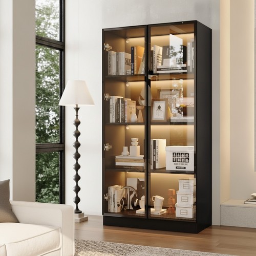 Glasvitrine schwarz cm - schwarz, 80